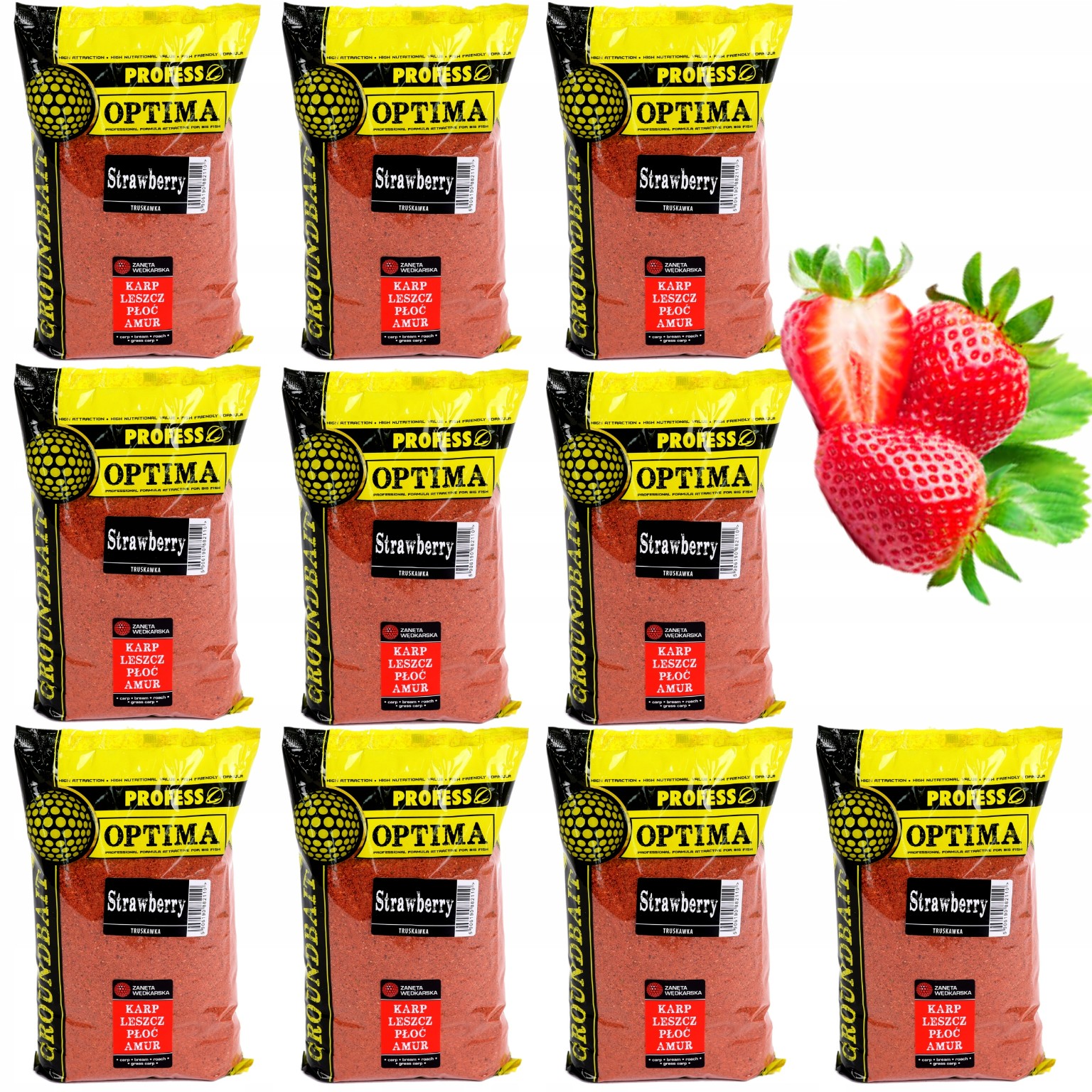 Zanęta wędkarska Profess Optima 10x1kg TRUSKAWKA