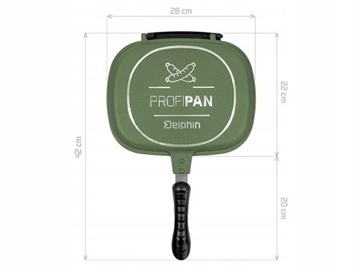 Patelnia Green ProfiPAN 22x28x7cm zielona Patelnia na Ryby Delphin - obrazek 2