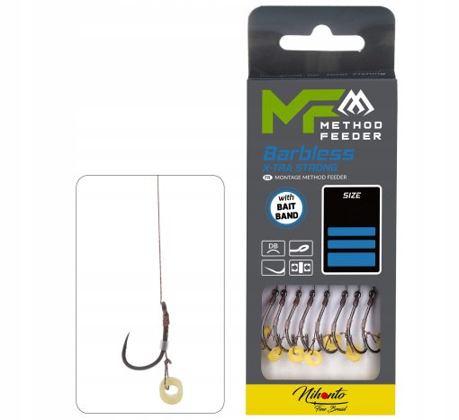 Przypony Method Feeder z Gumką r.6 BEZ zadziora Mikado 8 szt