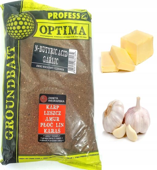 Zanęta Profess Optima Kwas Masłowy Czosnek Zanęta 1Kg na Ryby Karpie