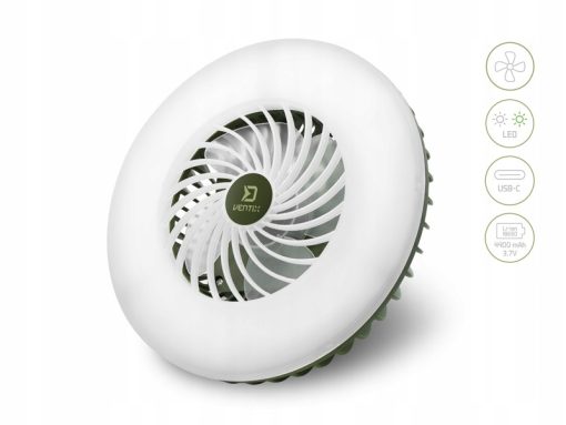 WENTYLATOR Z LAMPĄ DELPHIN VENTIX 4400 mAh pod Namiot na Ryby
