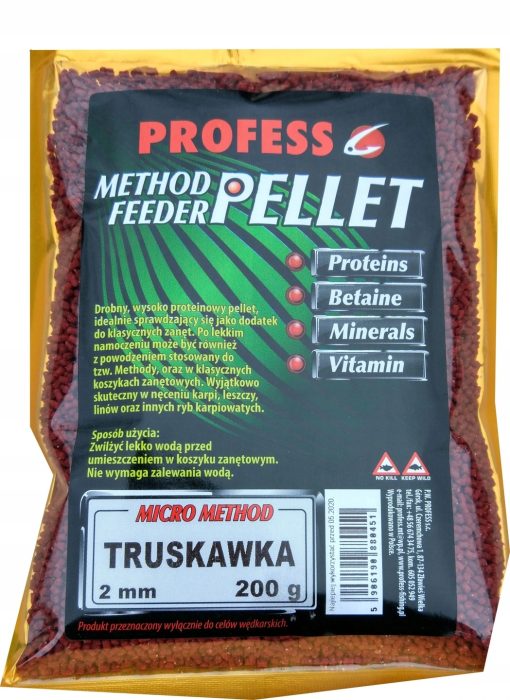 PELLET METHOD FEEDER Micro 2mm Truskawka 200g Profess - obrazek 2